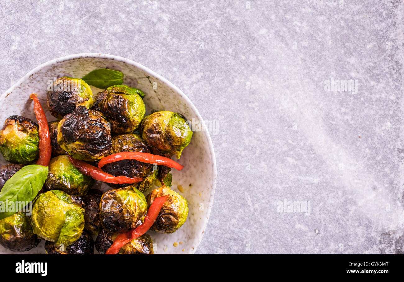 Roasted Brussels sprouts above Stock Photo