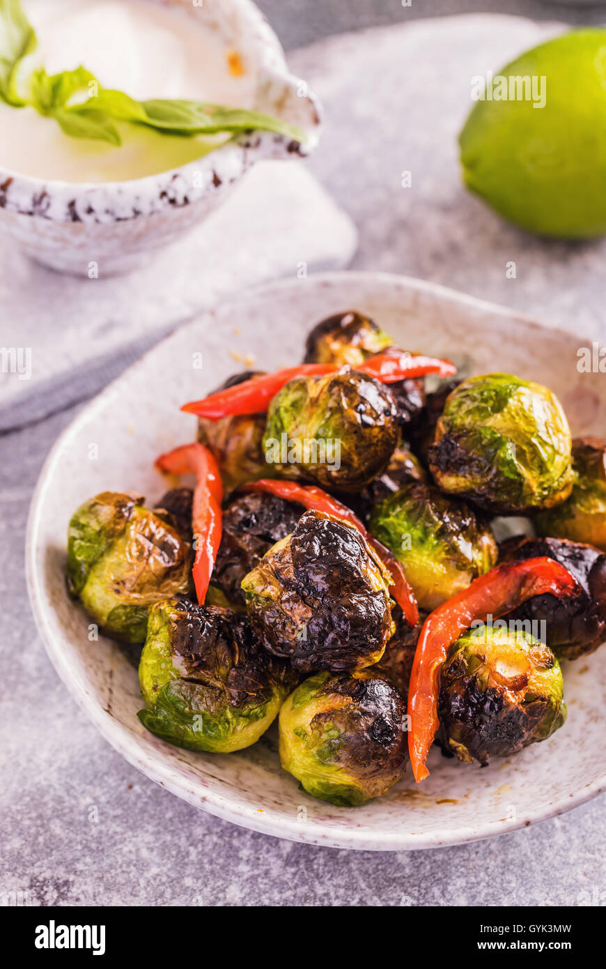 Roasted Brussels sprouts Stock Photo