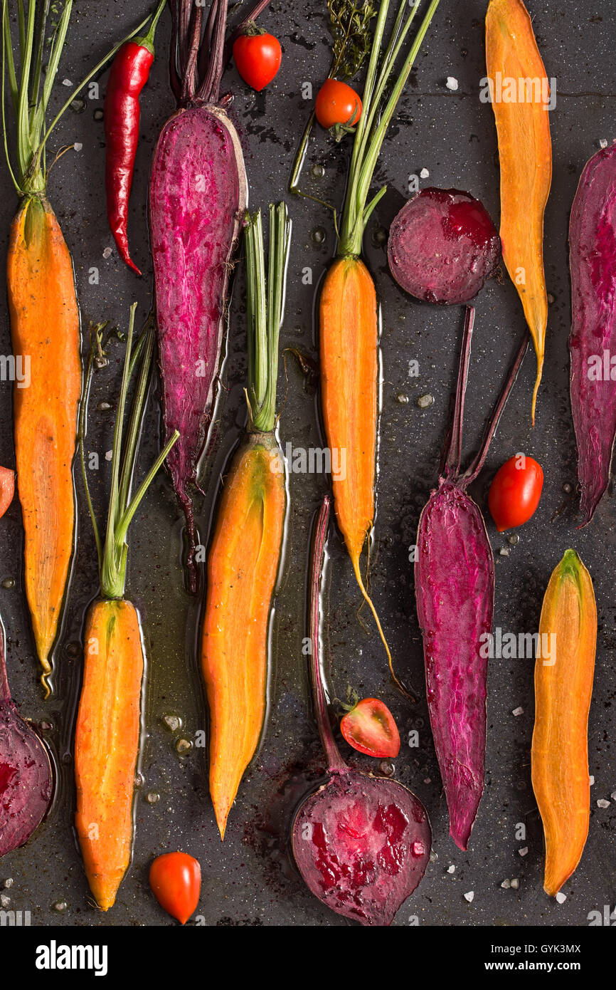 Roasted carrot and beetroot Stock Photo