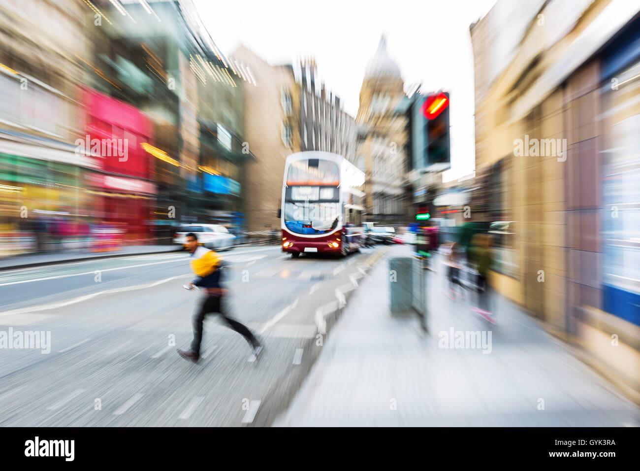 street scene of Edinburgh, Scotland, with creative zoom effect made by