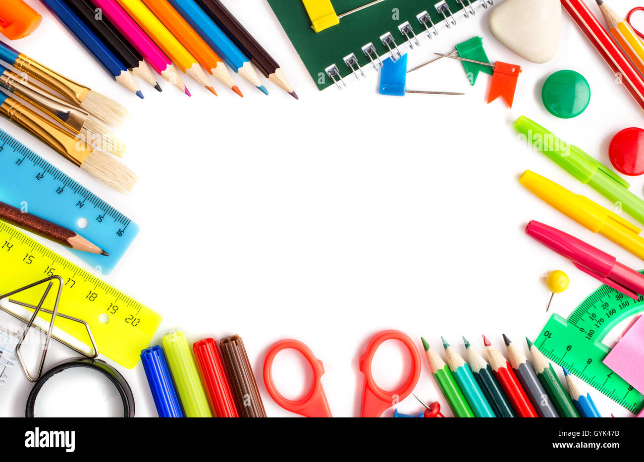 Stationery frame on white Stock Photo Alamy