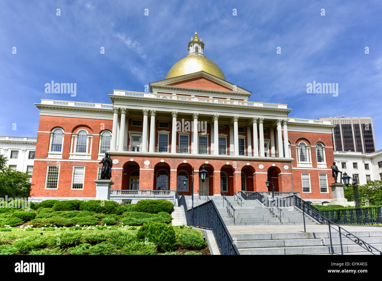 The Massachusetts State House, also called Massachusetts Statehouse or the 'New' State House in Boston. Stock Photo