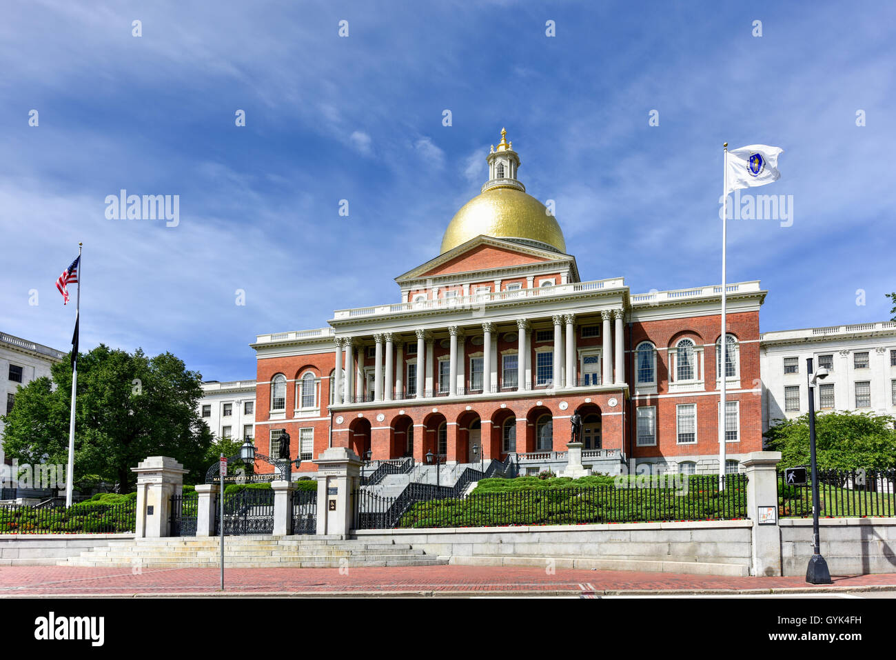 The Massachusetts State House, also called Massachusetts Statehouse or the 'New' State House in Boston. Stock Photo