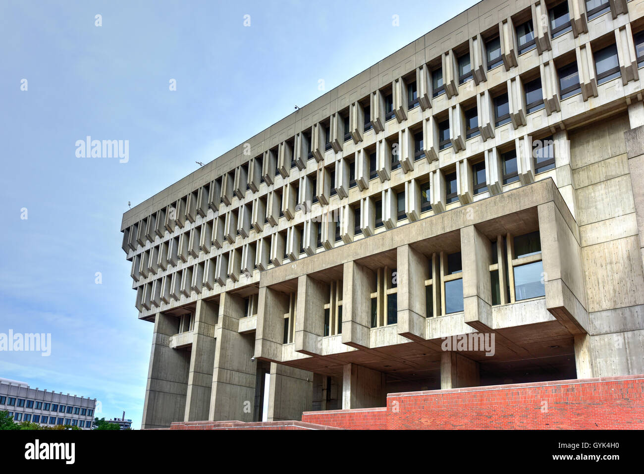 Boston City Hall in Government Center. The current hall was built in 1968 and is a controversial and prominent example of the br Stock Photo
