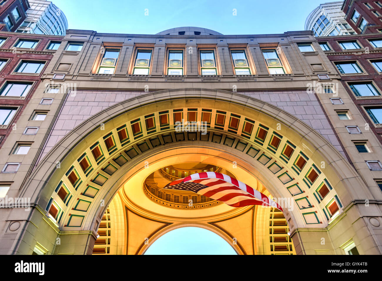 The arch at Rowes Wharf in Boston, Massachusetts Stock Photo Alamy