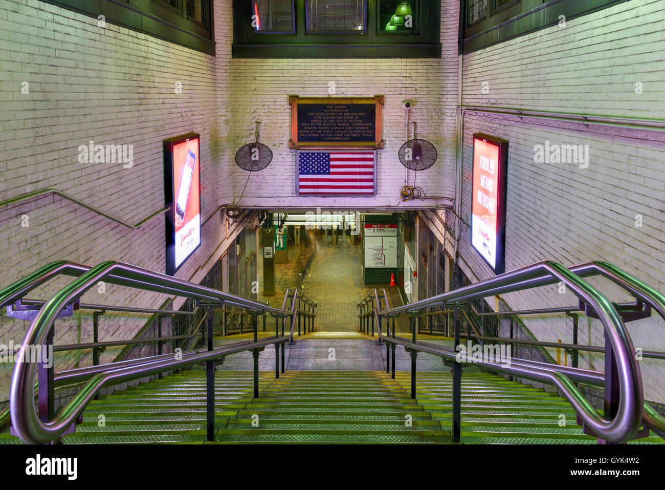 Park Street Station on the MBTA subway system, located at the intersection of Park Street and Tremont Street under Boston Common Stock Photo