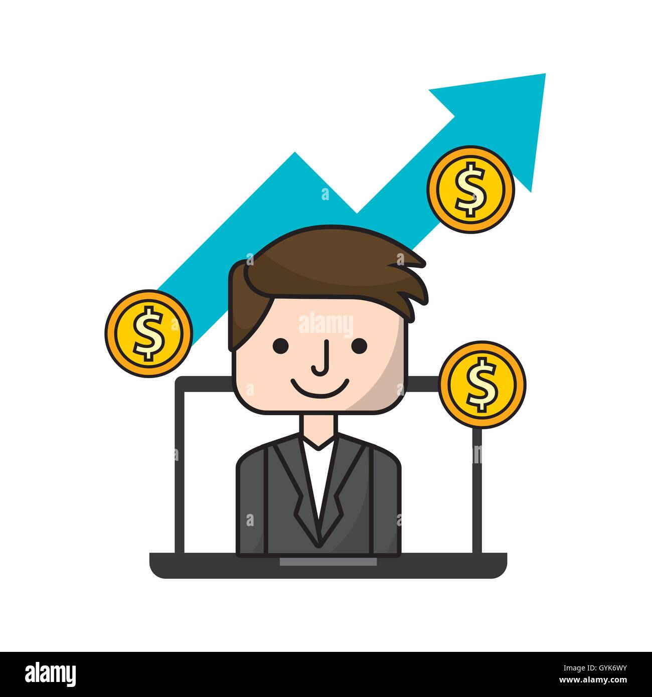business growth flat line icons Stock Vector Image & Art - Alamy