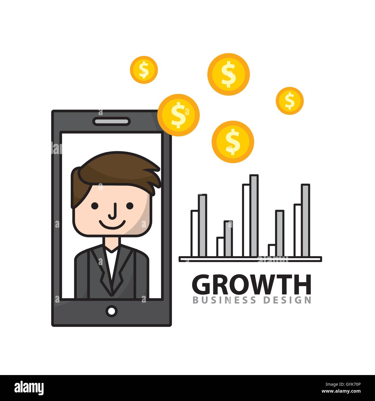 business growth flat line icons Stock Vector Image & Art - Alamy