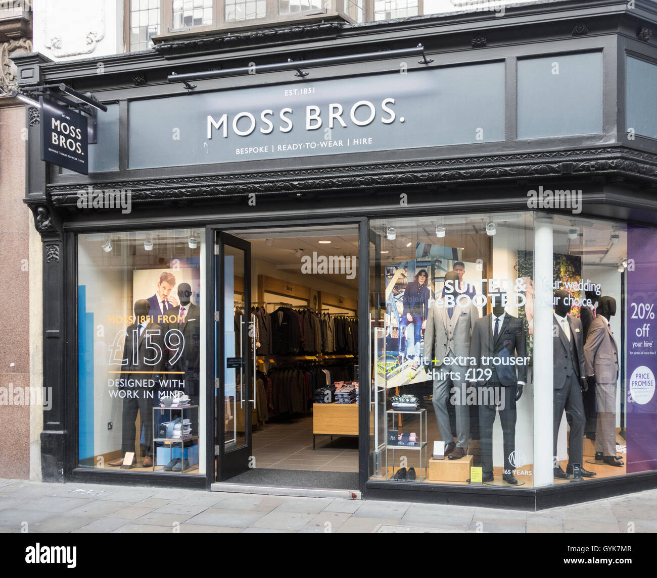 Moss Bros shop on Northumberland street, Newcastle upon Tyne, England. UK Stock Photo