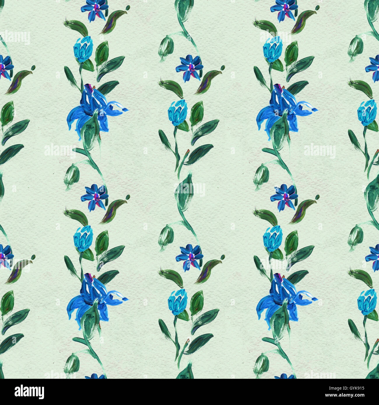 Seamless pattern with blue flowers Stock Photo - Alamy