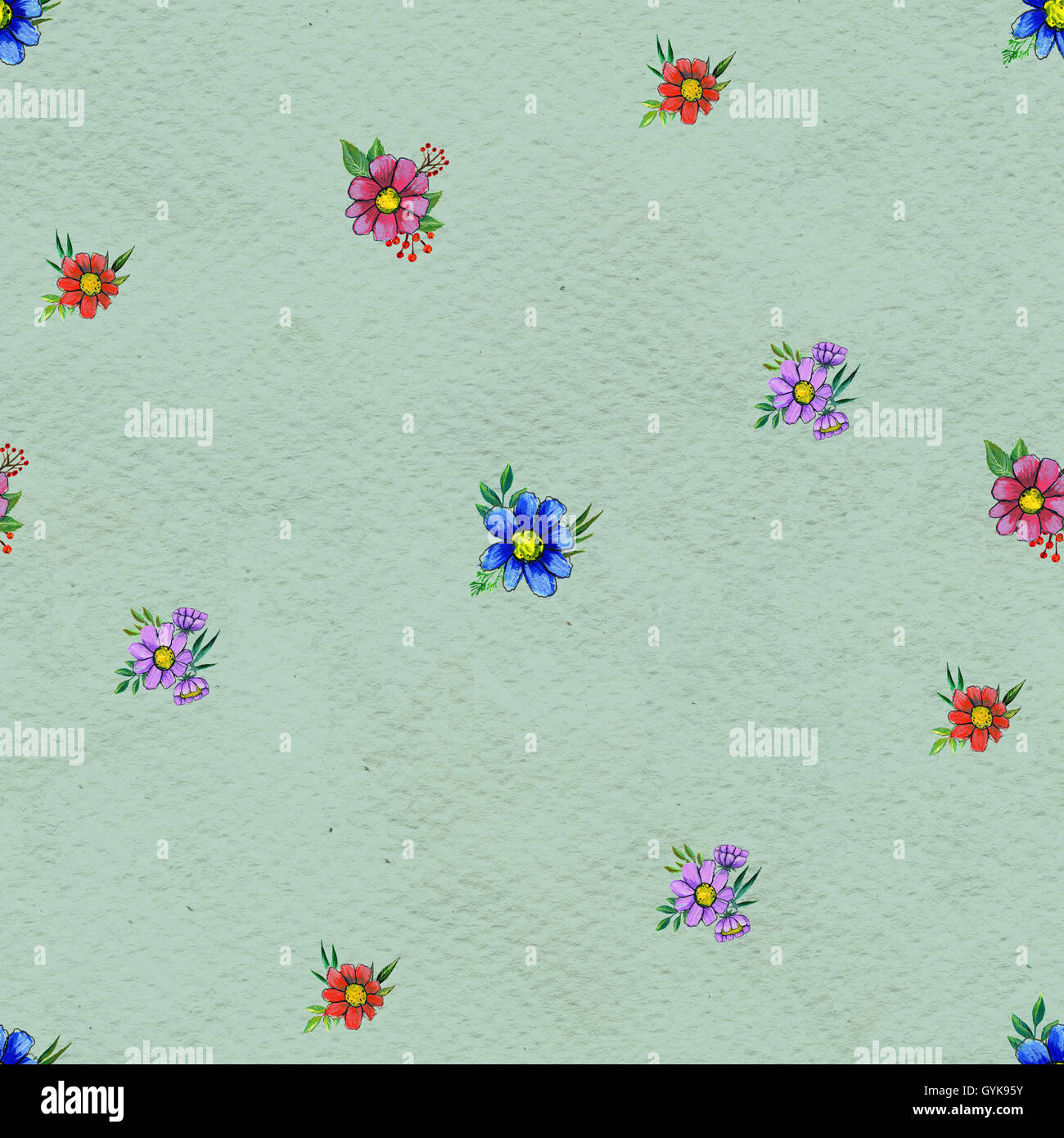 Seamless pattern with colorful flowers Stock Photo - Alamy