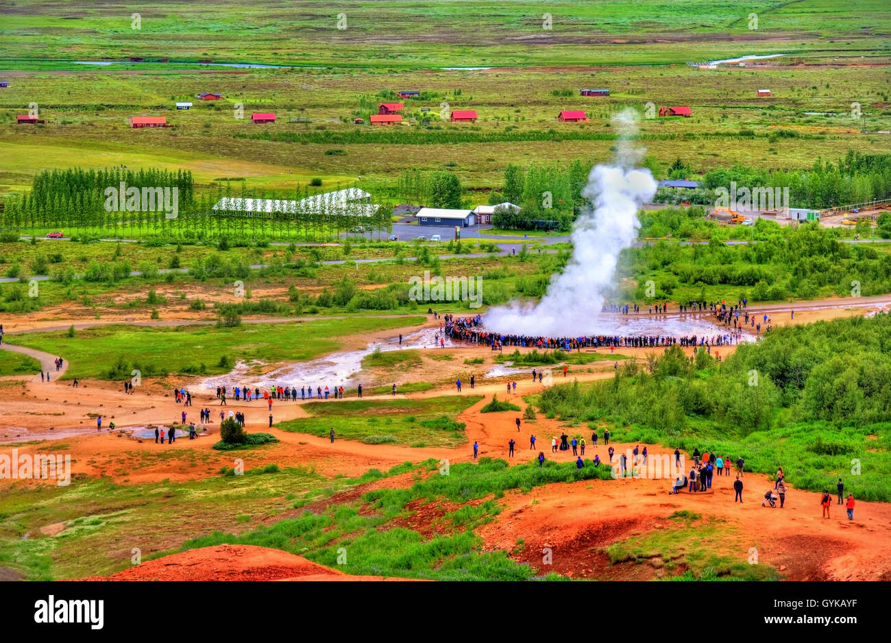 Eruption of Strokkur geyser in Iceland Stock Photo - Alamy