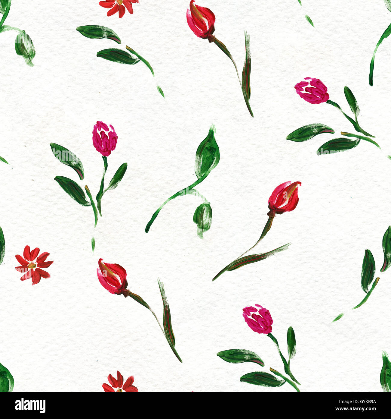 Seamless pattern with red flowers Stock Photo - Alamy