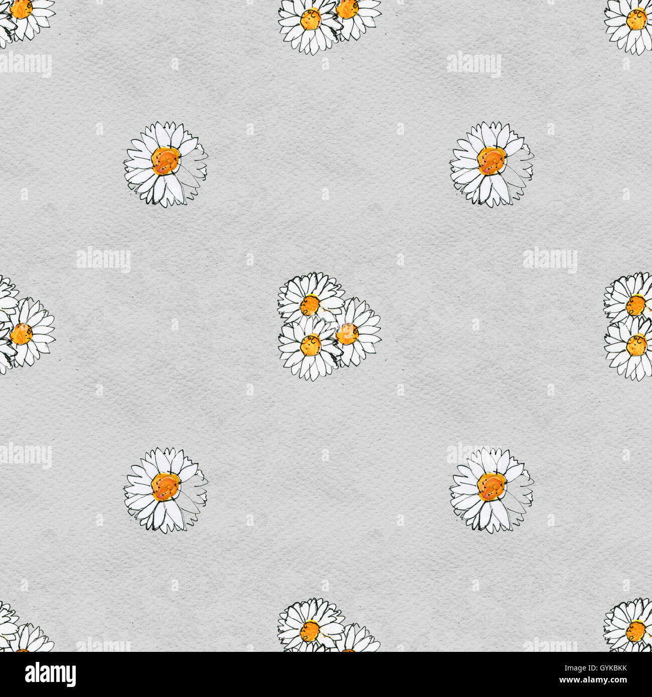 Seamless floral pattern with daisy flowers Stock Photo - Alamy