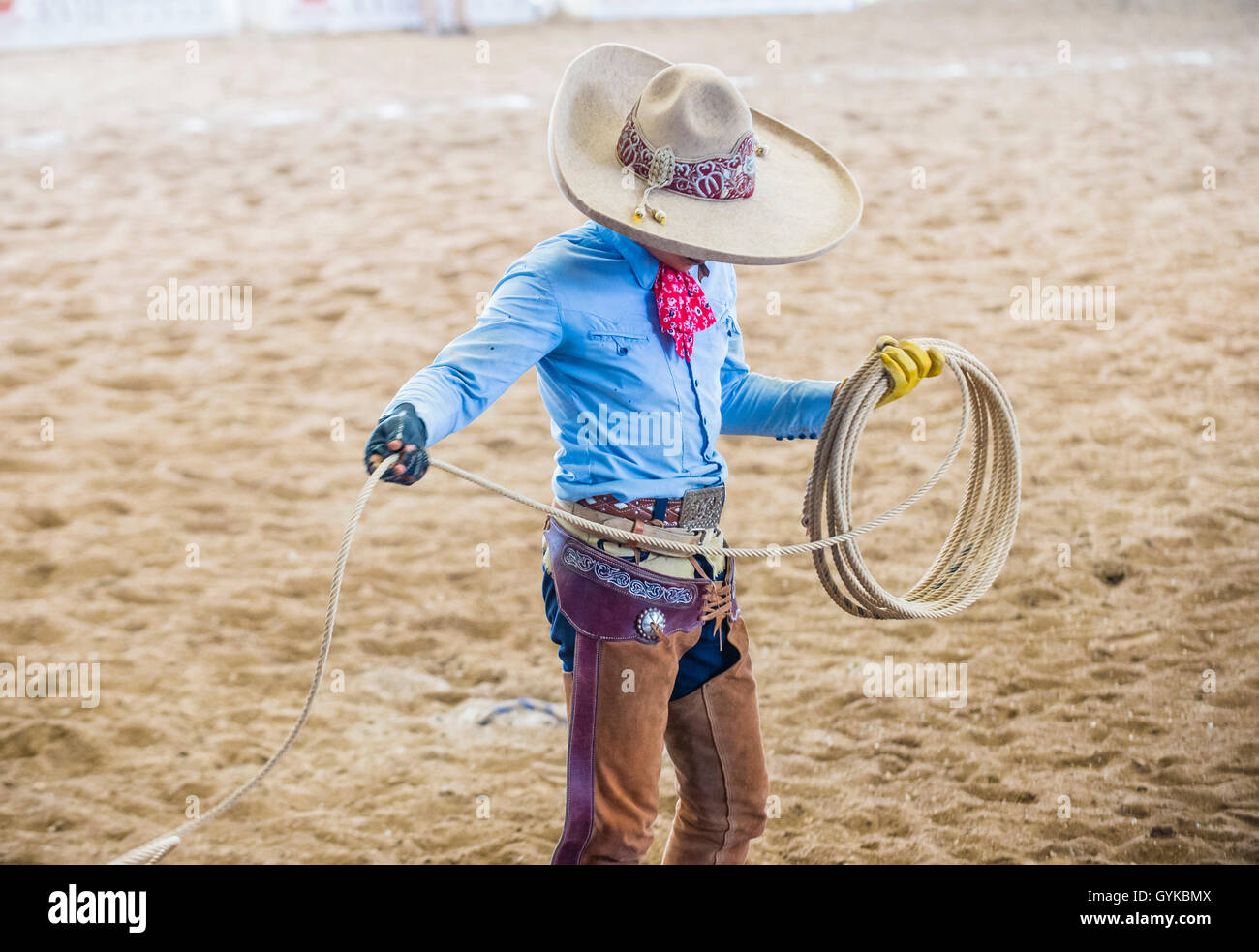 Charro participates at the 23rd International Mariachi & Charros festival in Guadalajara Mexico Stock Photo