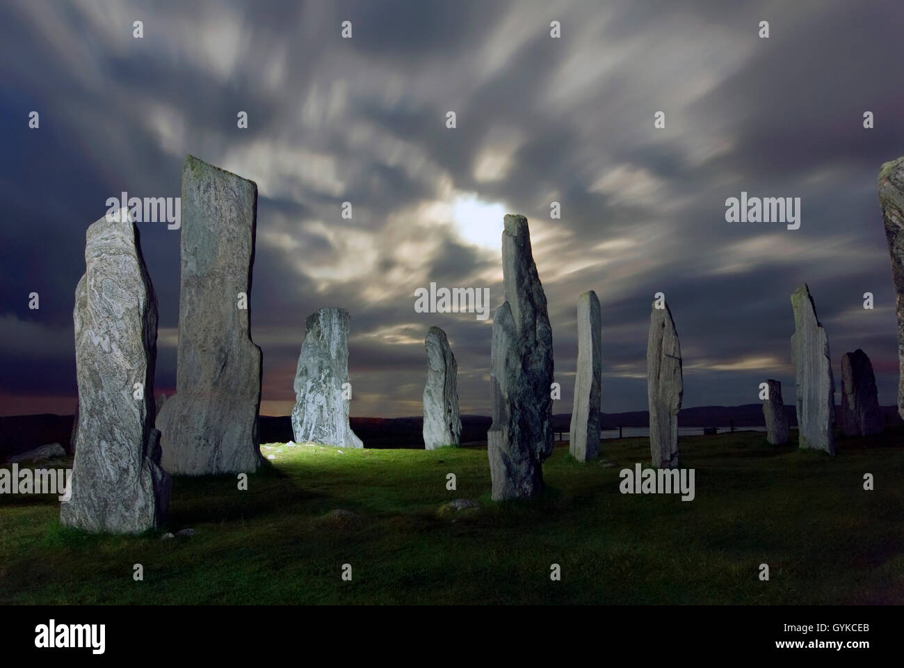 Callanish Stone Circle at night during full moon Isle of Lewis Outer