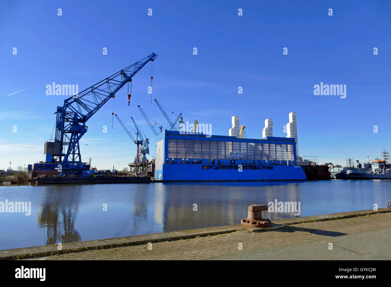 swimming dock of Bredo Werft in harbour Labradorhafen of Bremerhaven, Germany, Bremerhaven Stock Photo