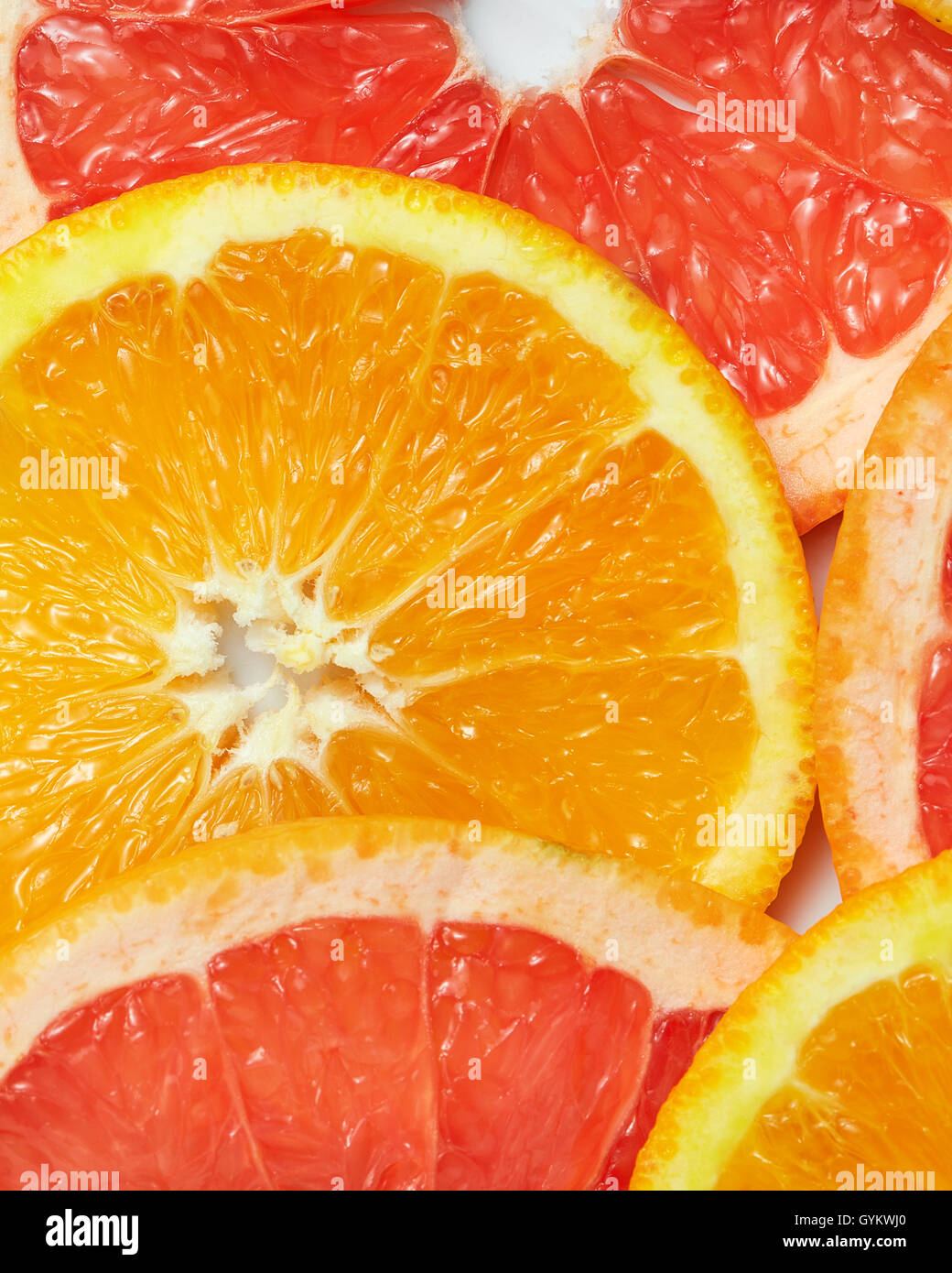 background with citrusfruit of Fresh fruit slices on white background