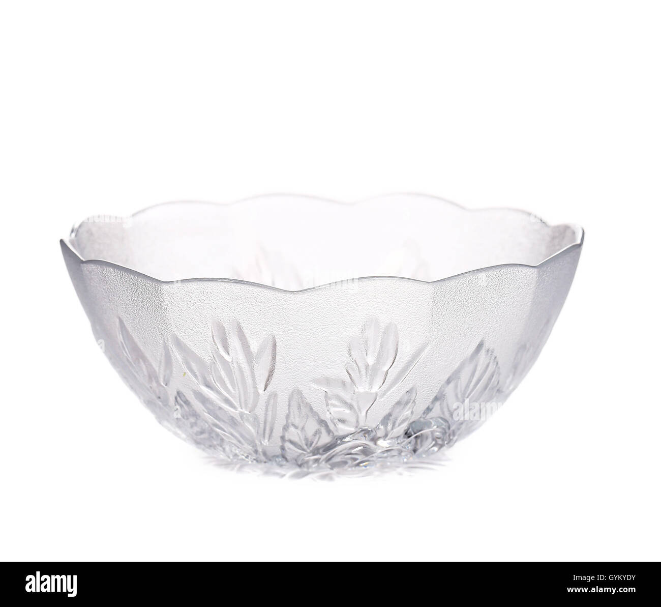 Glass bowl with leaves ornament Stock Photo Alamy