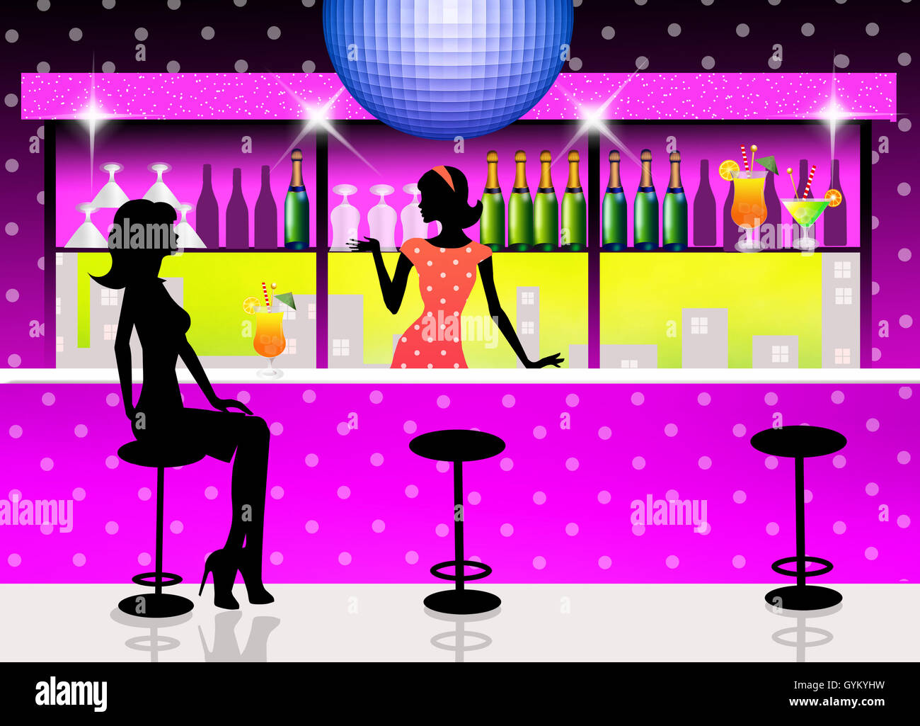 Bar Club Animation Night club cartoon illustration hi-res stock photography and images - Alamy