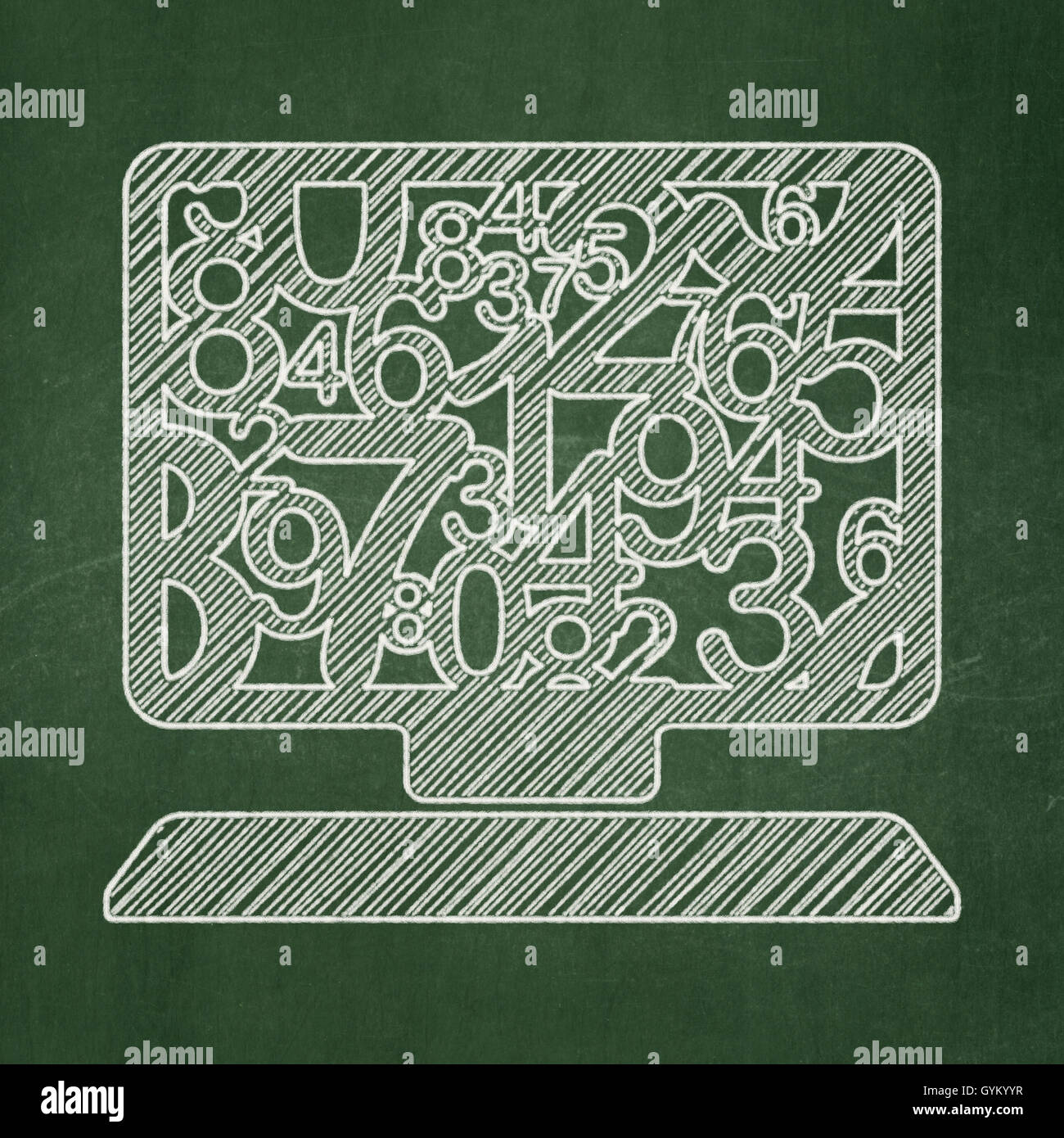 Education concept Computer Pc on chalkboard background Stock Photo Alamy