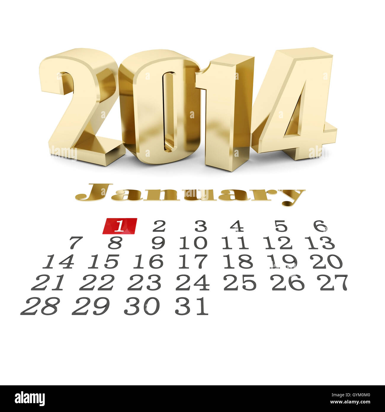 happy new year 2014 Illustrations 3d Stock Photo