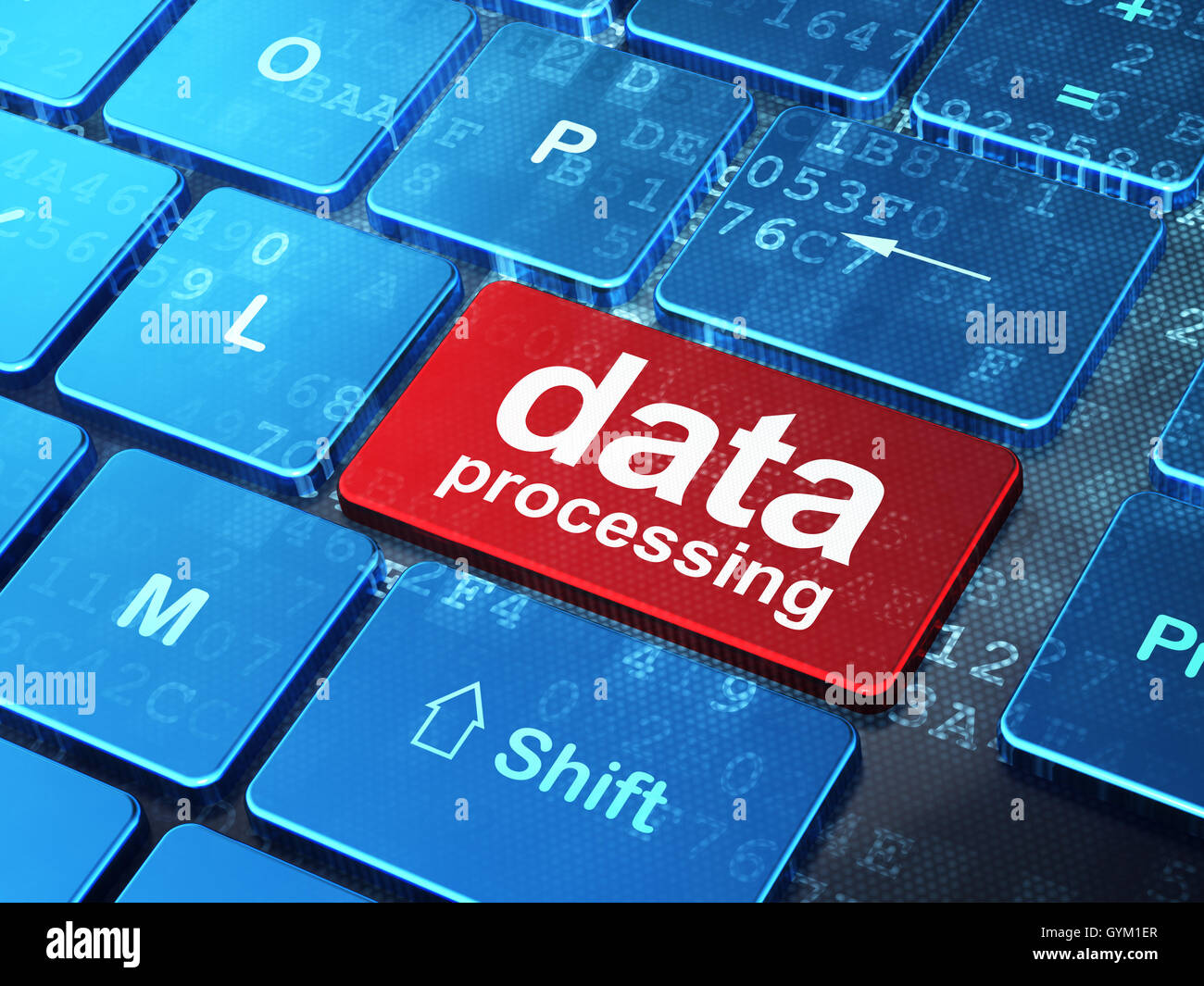 Information concept: Data Processing on computer keyboard background ...