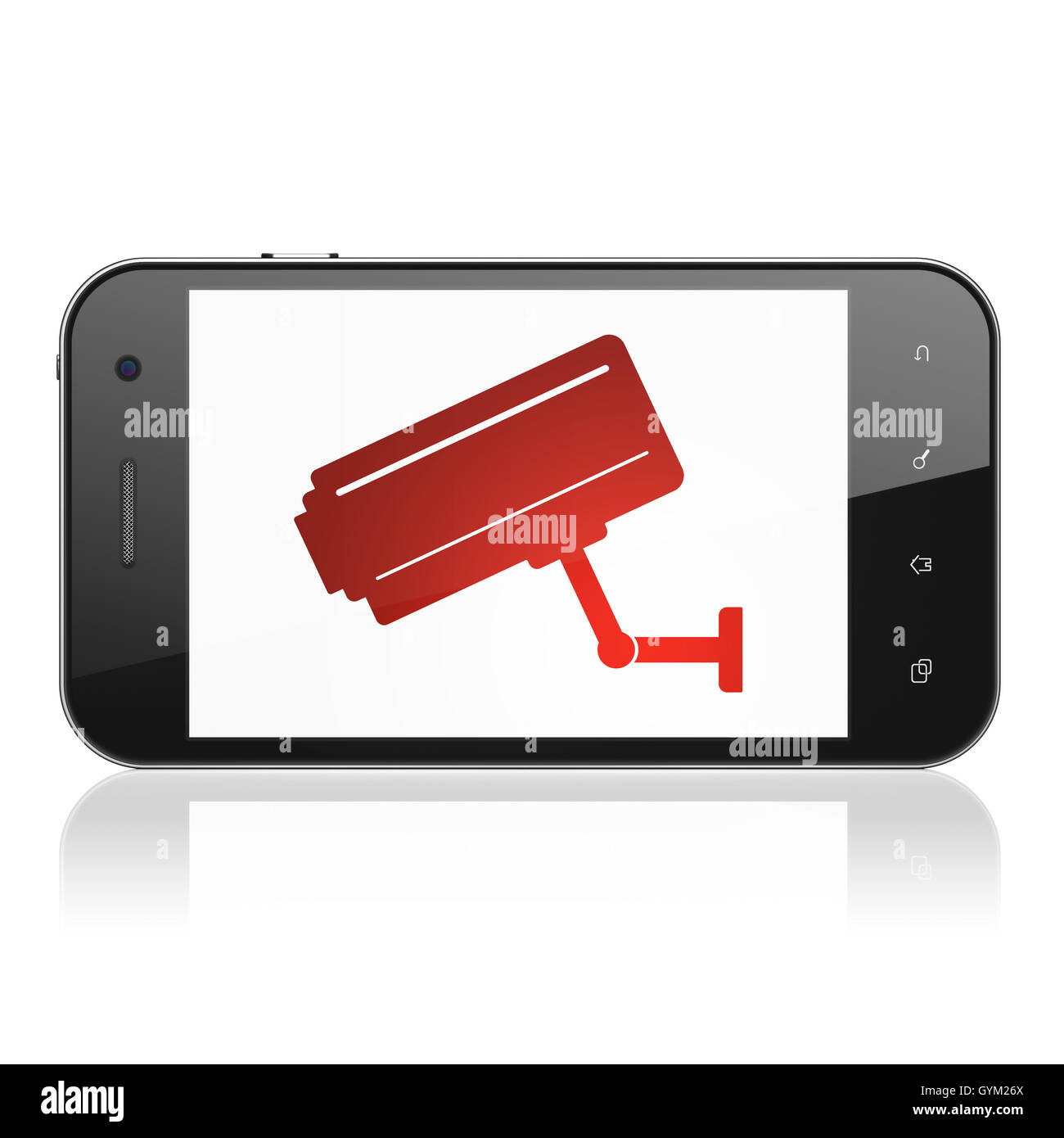 Privacy concept: Cctv Camera on smartphone Stock Photo