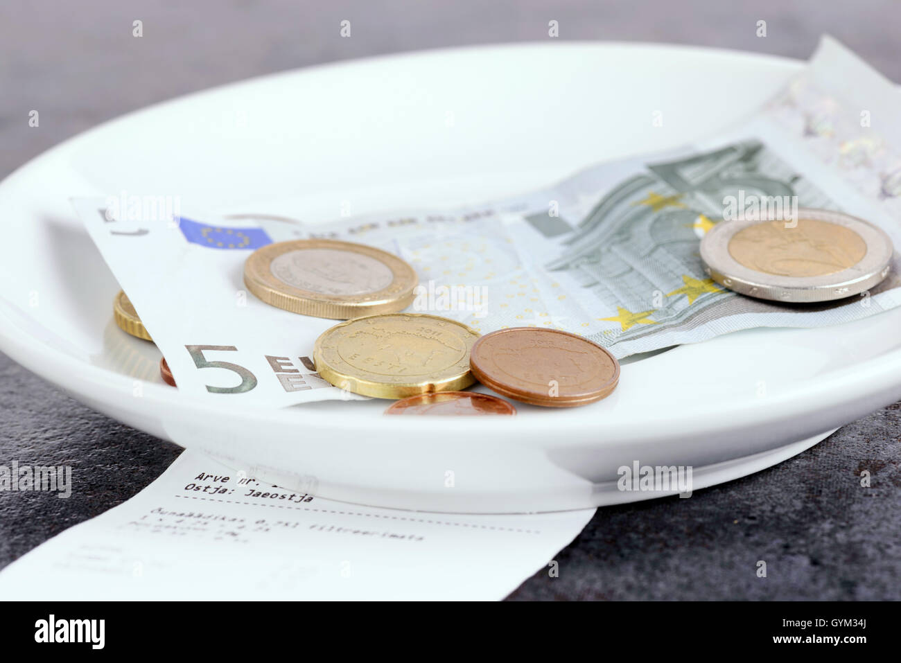 Tip on a restaurant table Stock Photo