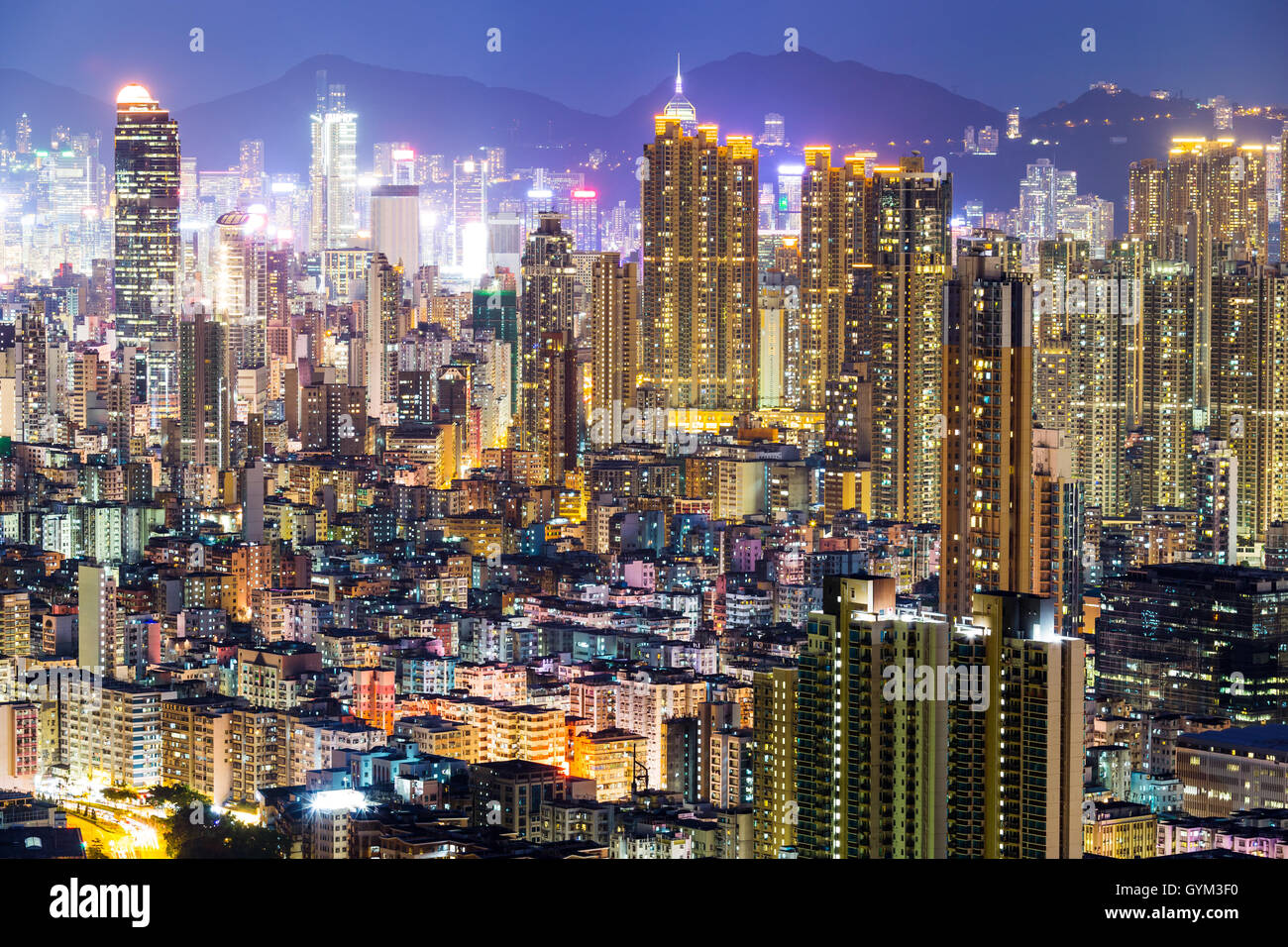 Hong Kong cityscape at night Stock Photo - Alamy