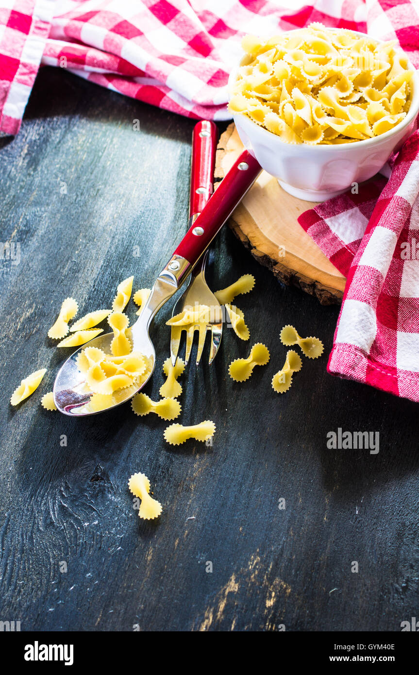 Pasta collection on rustic wooden background Stock Photo - Alamy