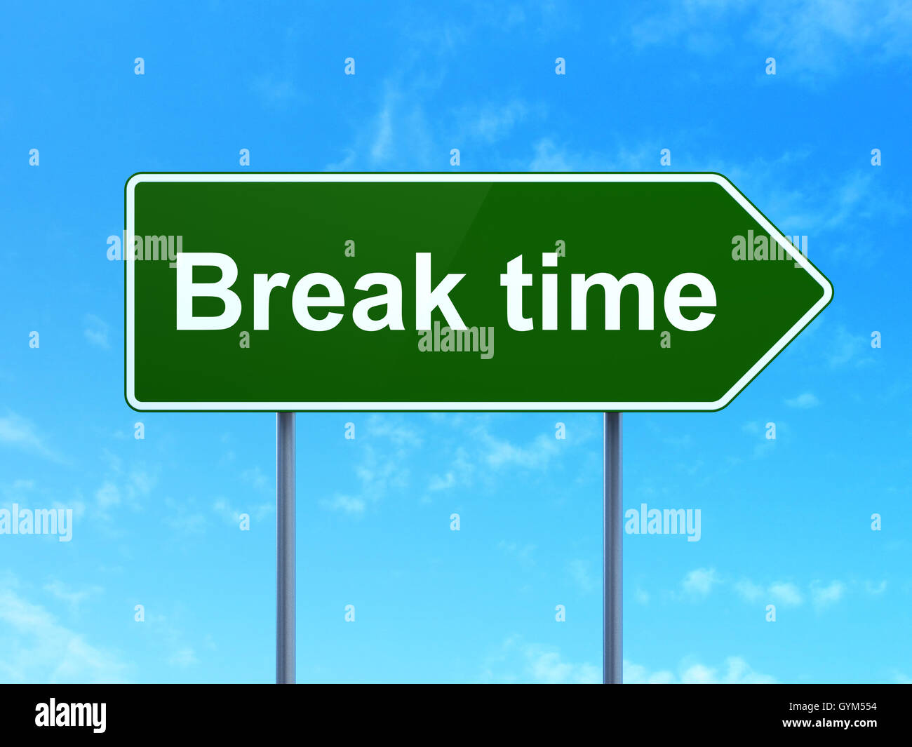 Time Concept Break On Road Sign Background Time Concept Break On Road Sign Background