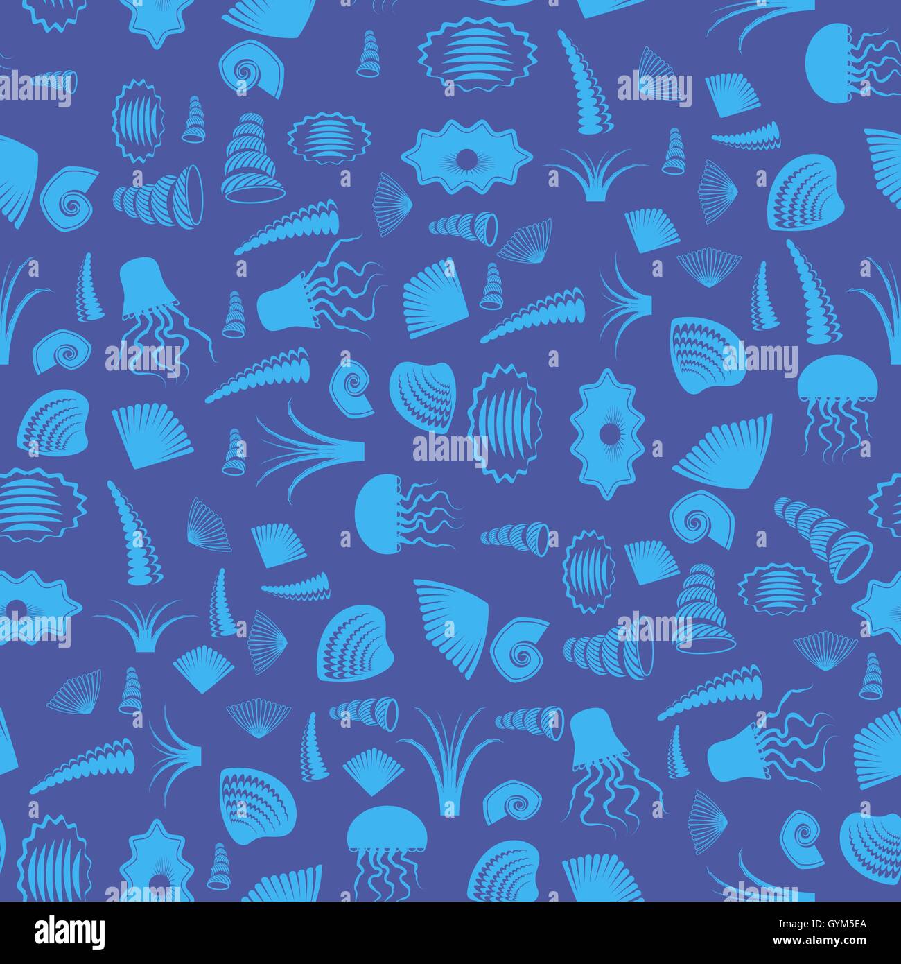 Sea Shell Seamless Pattern. Jellyfish Background Stock Vector Image ...