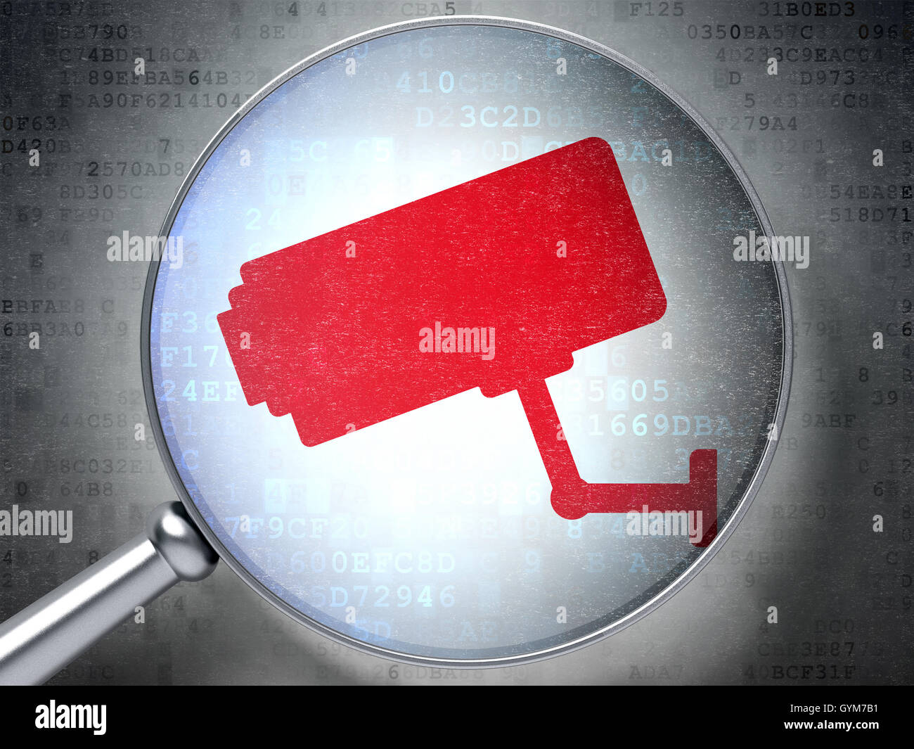 Privacy concept: Cctv Camera with optical glass on digital background ...
