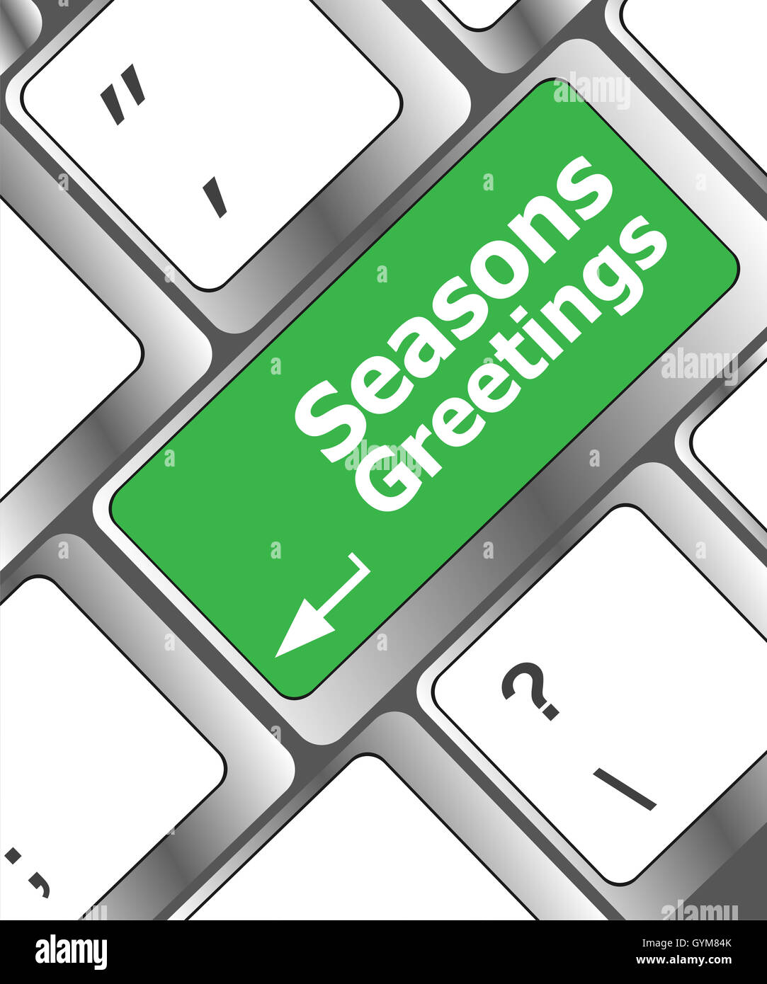 Computer keyboard with seasons greetings keys holiday concept Stock