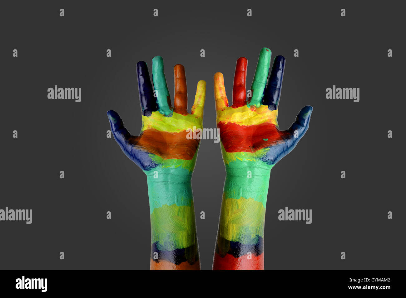 Children with painted hands hi-res stock photography and images - Alamy