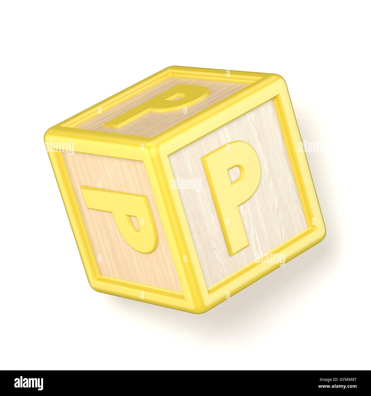 Letter P Wooden Alphabet Blocks Font Rotated 3d Render Illustration