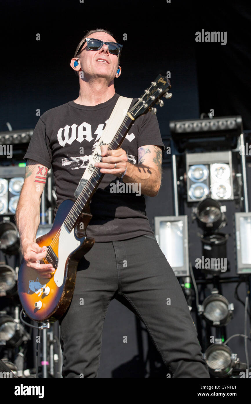 Chicago, Illinois, USA. 18th Sep, 2016. BRIAN BAKER of Bad Religion performs live at Douglas Park during Riot Fest in Chicago, Illinois Credit:  Daniel DeSlover/ZUMA Wire/Alamy Live News Stock Photo