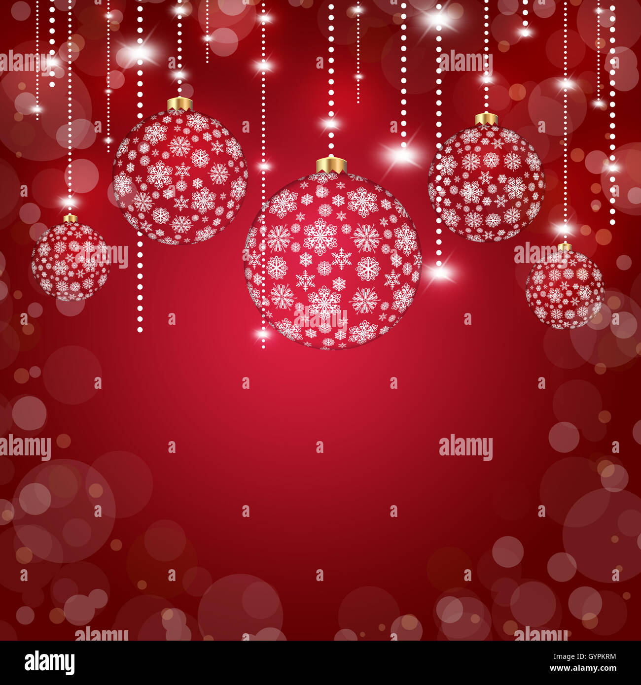 Christmas balls of snowflakes on a red background Stock Photo - Alamy