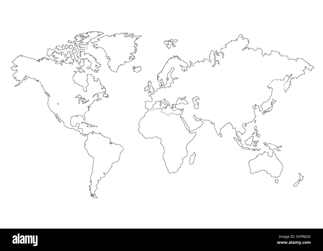 World map with countries atlas Black and White Stock Photos & Images ...