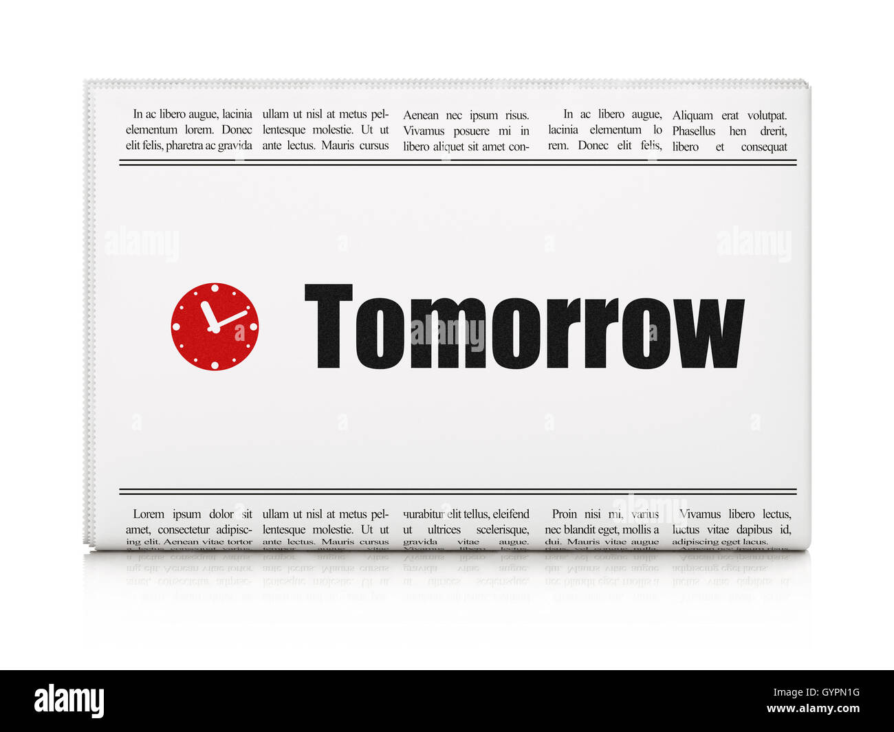 Time concept newspaper with Tomorrow and Clock Stock Photo Alamy