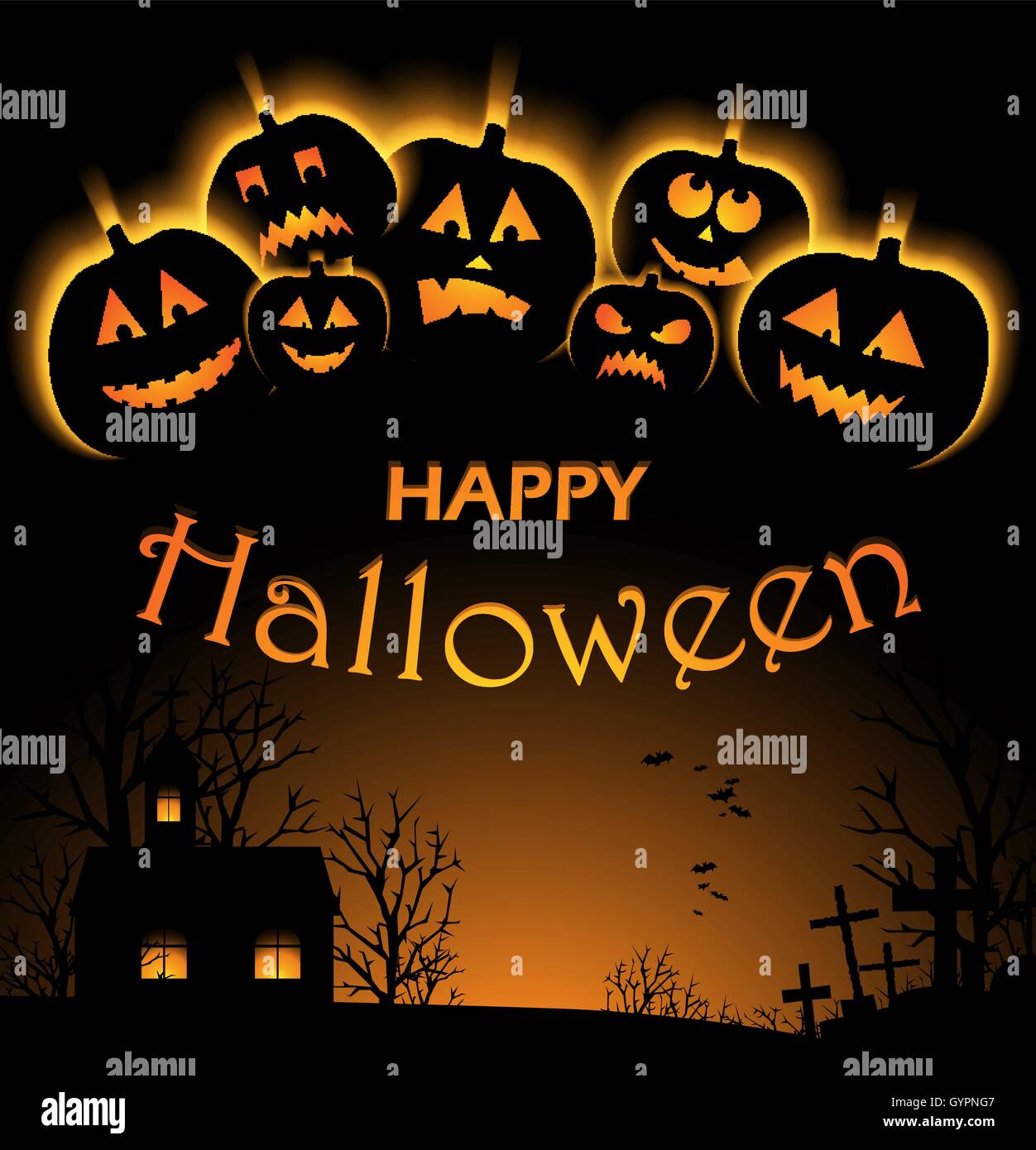 vector illustration of Halloween Background with Pumpkin Stock Vector ...