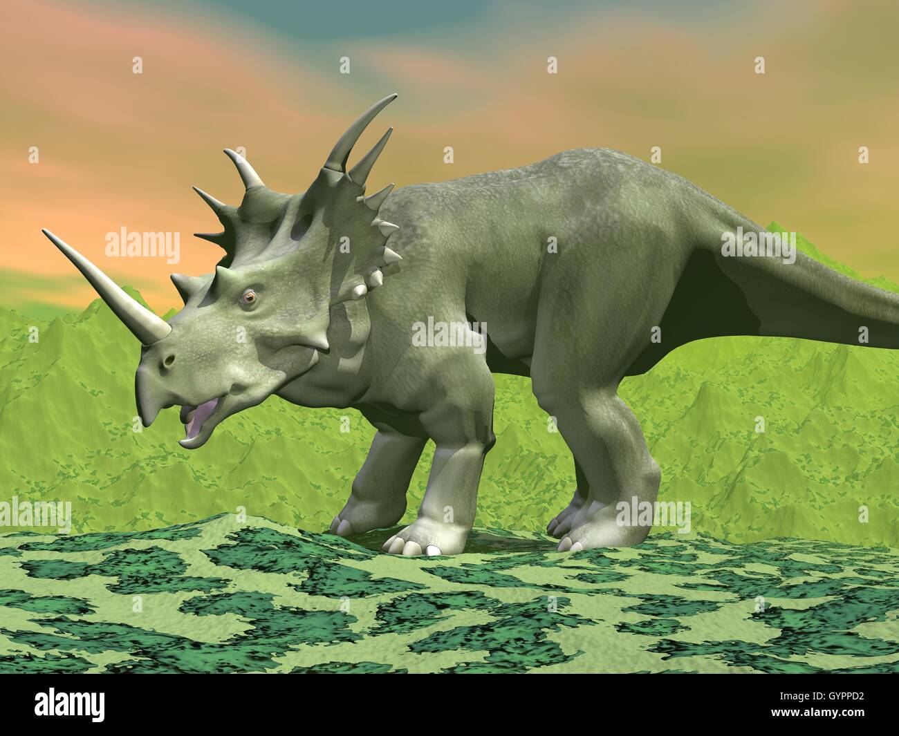 Styracosaurus dinosaur - 3D render Stock Photo