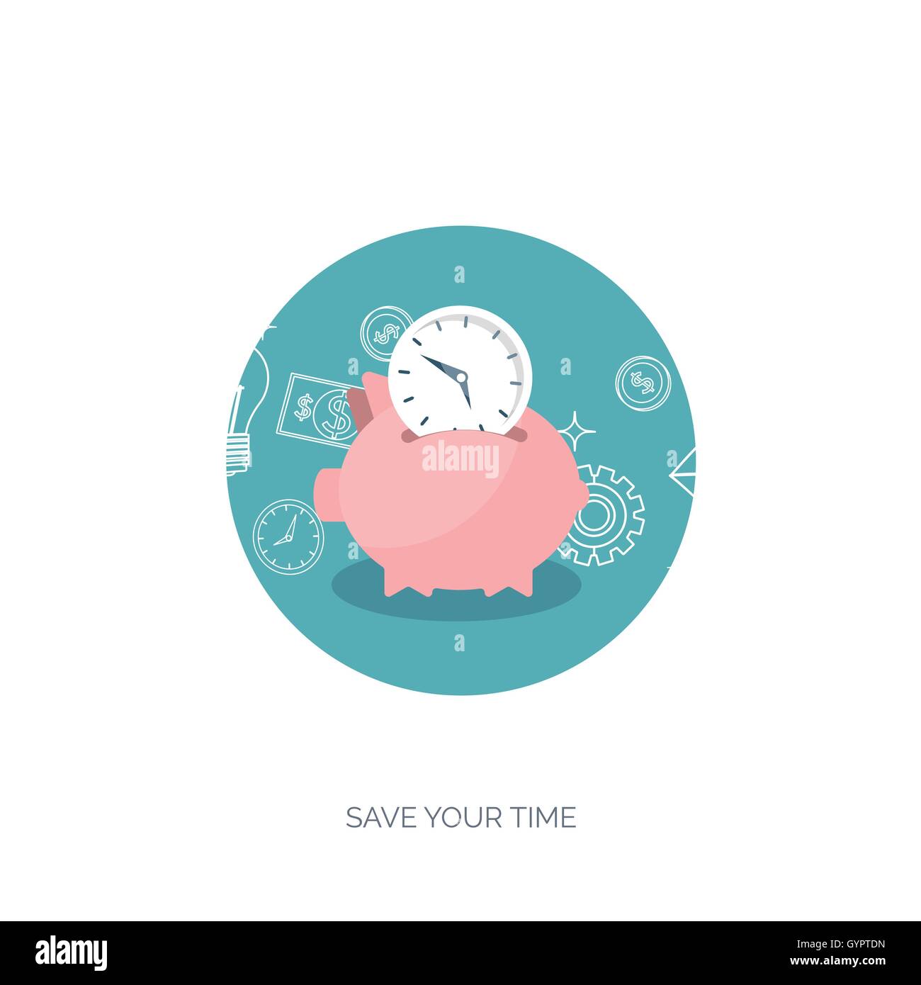 Vector illustration. Clock flat icon. World time concept. Business ...