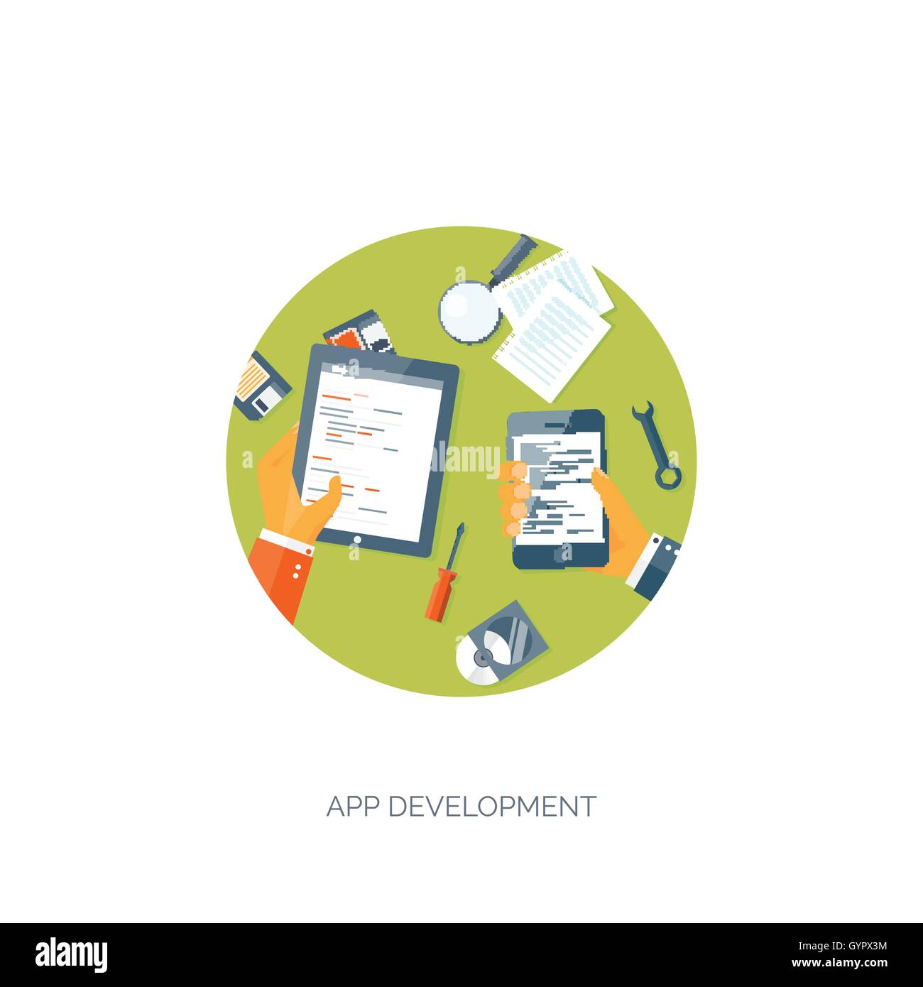 Vector illustration. Flat background. Coding, programming. SEO. Search ...