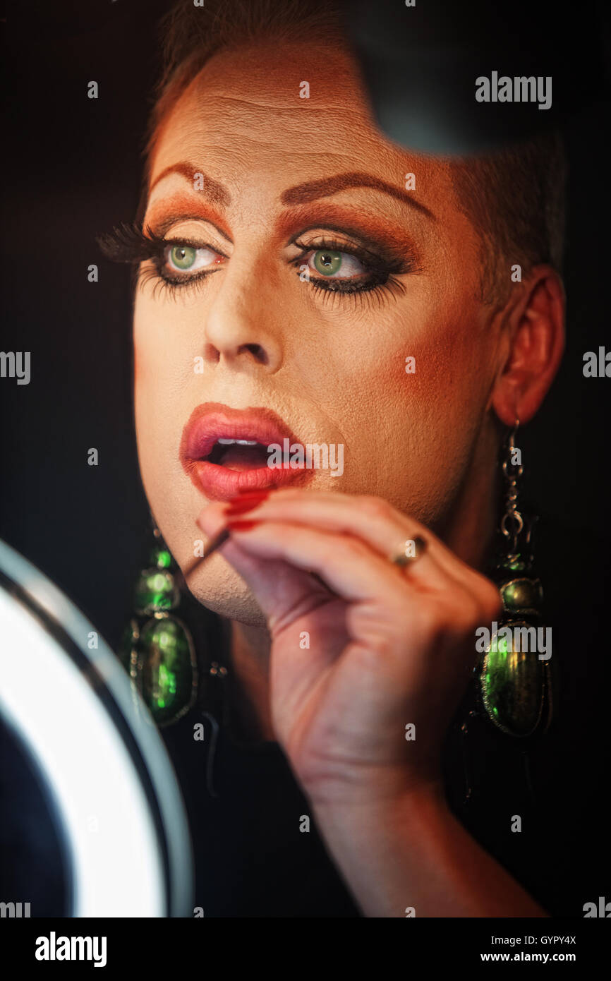 Man in Drag with Lipstick Stock Photo - Alamy