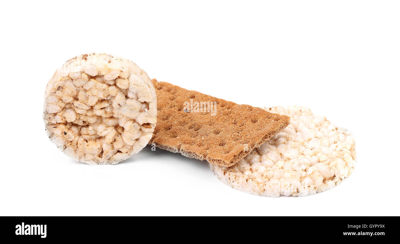 Puffed rice snack and grain crisp bread Stock Photo Alamy