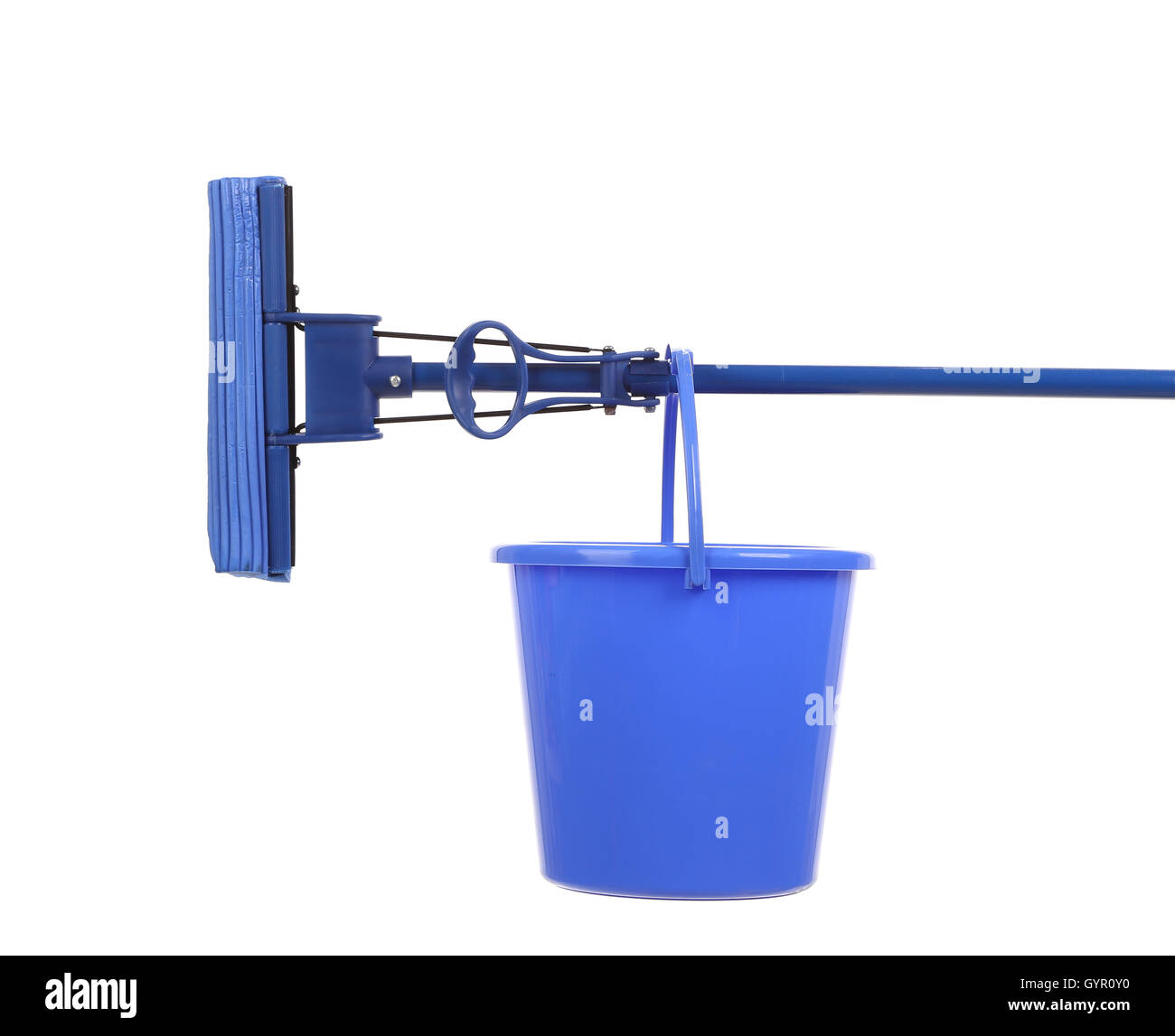 Blue bucket with sponge mop Stock Photo Alamy