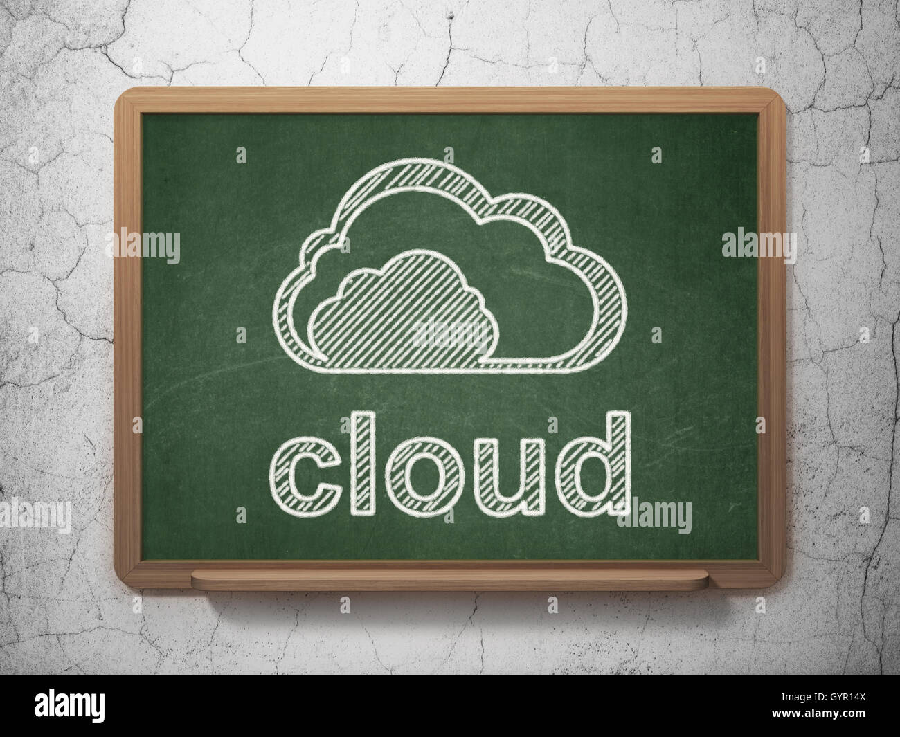 Cloud networking concept Cloud and Cloud on chalkboard background