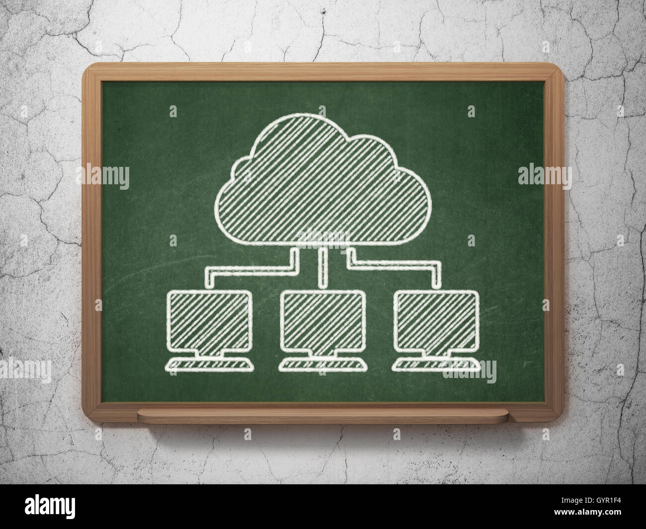 Cloud technology concept: Cloud Network on chalkboard background Stock ...